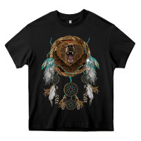 Black bear  native dreamcatcher Heavy Core Tee - BarkalooDesign
