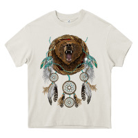 Cream bear  native dreamcatcher Heavy Core Tee - BarkalooDesign