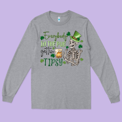 Everybody In The Pub Gettin' Tipsy Long Sleeve Tee Designed By Maliassmallbusiness