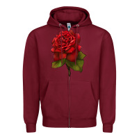 Burgundy Oklahoma Rose Illustrations Zipper Hoodie - LillyAllenDesigns