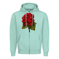 Seafoam Oklahoma Rose Illustrations Zipper Hoodie - LillyAllenDesigns