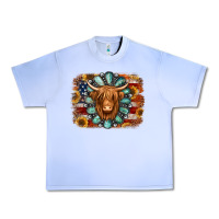 Grape Ice american flag sunflowers highland cow turquoise background Urban Heavy Tee - Jasminsmagicworld