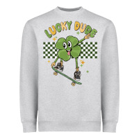 Heather Grey lucky dude Heavyweight Sweatshirt - MaliasSmallBusiness