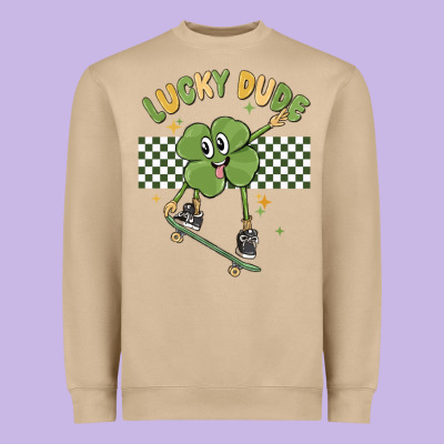 Lucky Dude Heavyweight Sweatshirt Designed By Maliassmallbusiness
