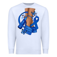 White Colon Cancer diva blue ribbon Premium Sweatshirt - NancyCooperArtShop