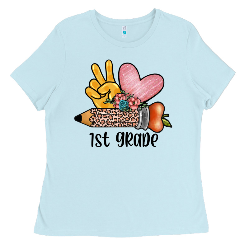 Peace Love 1st Grade Ladies Tee by JahusDesignShop | Teevron
