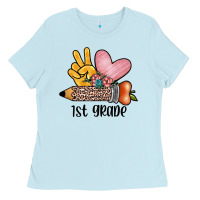 Baby Blue peace love 1st grade Ladies Tee - JahusDesignShop