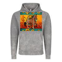 Cloud Rock western sunset galloping horse sunflower Vintage Hoodie - Artiststas