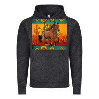Vintage Black western sunset galloping horse sunflower Vintage Hoodie - Artiststas