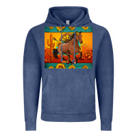 Vintage Denim western sunset galloping horse sunflower Vintage Hoodie - Artiststas