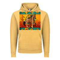 Vintage Mustard western sunset galloping horse sunflower Vintage Hoodie - Artiststas