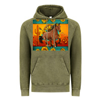 Vintage Olive western sunset galloping horse sunflower Vintage Hoodie - Artiststas