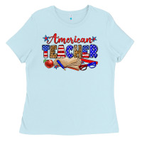 Baby Blue American teacher Ladies Tee - Zillion Design Studio