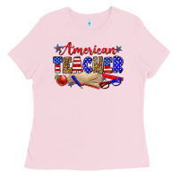 Bubblegum Pink American teacher Ladies Tee - Zillion Design Studio