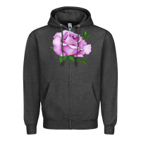 Charcoal Heather Life's Little Pleasures Rose Zipper Hoodie - LillyAllenDesigns