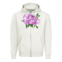 Oatmeal Heather Life's Little Pleasures Rose Zipper Hoodie - LillyAllenDesigns