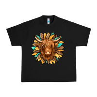 Black highland cow turquoise sunflower Urban Heavy Tee - Jasminsmagicworld