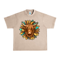 French Oak highland cow turquoise sunflower Urban Heavy Tee - Jasminsmagicworld