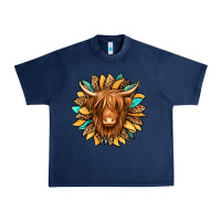 Navy highland cow turquoise sunflower Urban Heavy Tee - Jasminsmagicworld