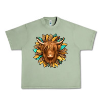 Oil Green highland cow turquoise sunflower Urban Heavy Tee - Jasminsmagicworld