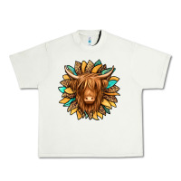 Pistachio highland cow turquoise sunflower Urban Heavy Tee - Jasminsmagicworld