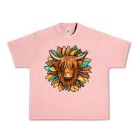 Salmon highland cow turquoise sunflower Urban Heavy Tee - Jasminsmagicworld