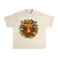 Sandshell highland cow turquoise sunflower Urban Heavy Tee - Jasminsmagicworld