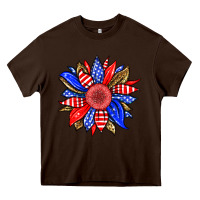Chocolate Brown America sunflower Heavy Core Tee - Neo Western