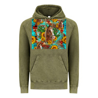 Vintage Olive sunflowers and cactus horses turquoise aztec leopard background Vintage Hoodie - Artiststas