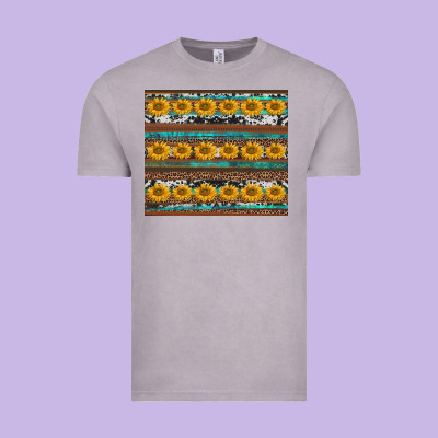 Sunflowers Leopard Cowhide Turquoise Vintage Tee Designed By Barkaloodesign
