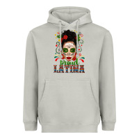 Moon Dust Proud Latina Skull Girl Messy Bun Heavyweight Hoodie - texasbilliewilder