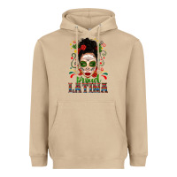 Proud Latina Skull Girl Messy Bun Heavyweight Hoodie | Teevron