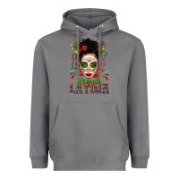 Storm Proud Latina Skull Girl Messy Bun Heavyweight Hoodie - texasbilliewilder
