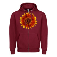 Burgundy Little Becka Sunflower Zipper Hoodie - LillyAllenDesigns