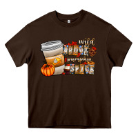 Chocolate Brown wild about pumpkin spice Heavy Core Tee - CowhideDigitalArt