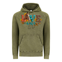 Vintage Olive love horses  leather turquoise leopard Vintage Hoodie - Artiststas