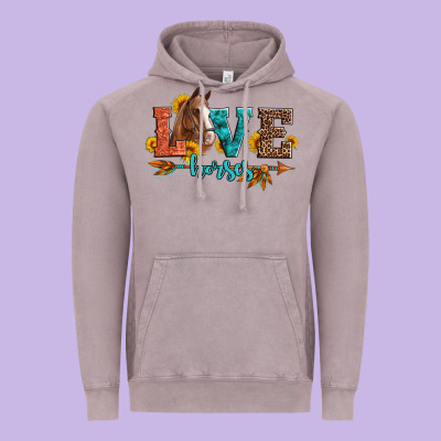 Love Horses  Leather Turquoise Leopard Vintage Hoodie Designed By Artiststas