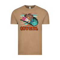 Vintage Coffee cowgirl hat flowers leopard and  leather Vintage Tee - AdoDesignShop
