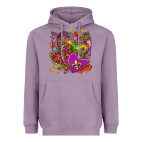 Lavender Mardi Gras hearts Heavyweight Hoodie - NancyCooperArtShop