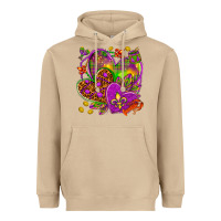 Mushroom Mardi Gras hearts Heavyweight Hoodie - NancyCooperArtShop