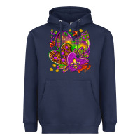 Navy Mardi Gras hearts Heavyweight Hoodie - NancyCooperArtShop