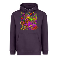 Plum Mardi Gras hearts Heavyweight Hoodie - NancyCooperArtShop