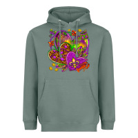 Sage Mardi Gras hearts Heavyweight Hoodie - NancyCooperArtShop