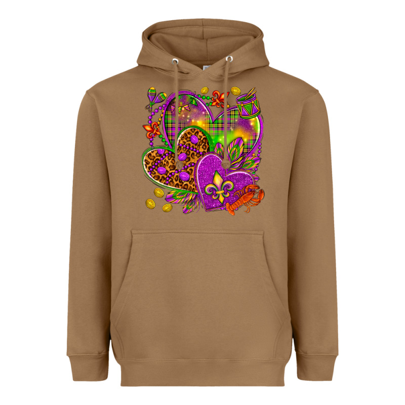 Mardi Gras Hearts Heavyweight Hoodie by NancyCooperArtShop | Teevron