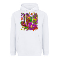 White Mardi Gras hearts Heavyweight Hoodie - NancyCooperArtShop
