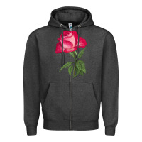 Charcoal Heather Love At First Sight Rose Zipper Hoodie - LillyAllenDesigns