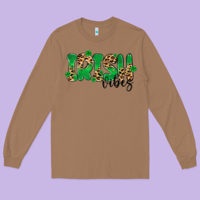 ırısh Vibes Long Sleeve Tee Designed By Maliassmallbusiness