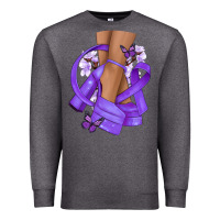 Charcoal Heather Cancer diva purple ribbon Premium Sweatshirt - NancyCooperArtShop