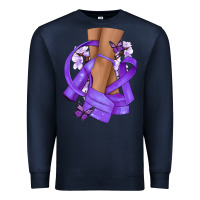 Navy Cancer diva purple ribbon Premium Sweatshirt - NancyCooperArtShop