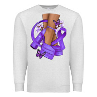 Oatmeal Heather Cancer diva purple ribbon Premium Sweatshirt - NancyCooperArtShop